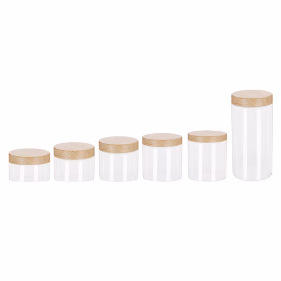 Frascos plásticos do recipiente do animal de estimação do produto comestível para o alimento da grão das porcas das microplaquetas dos petiscos do bolo do mel da manteiga de amendoim com tampa superior do parafuso